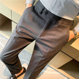 Men Trousers Simple Embroidered Suit Pants