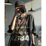 Rrr123 T-Shirt Vintage Distressed Fog Loose round Neck T-shirt