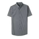 Men's Shirts Slim-Fit Striped Plaid Quality Business Short-Sleeved Shirt