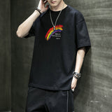 Men's T-Shirt Summer Printed Rainbow Short Sleeve