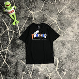 Thrasher T Shirt Summer Fashion Flame Rainbow Letter Print T-shirt Loose Couple