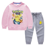 Children Pokemon Pikachu Hoodie & Pant Set Two-Piece Baby Cotton Sweater Set