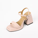 Nude Block Heel Sandals