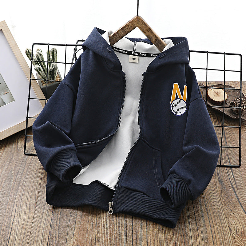Children Baseball Jacket Boys' Coat Spring and Autumn Long Sleeve Zip-up Shirt Autumn Clothing