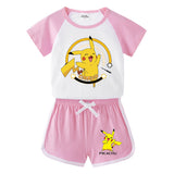 Children Pokemon Pikachu Tshirts & Shorts Short Sleeve T-shirt Shorts Casual Two Neutral