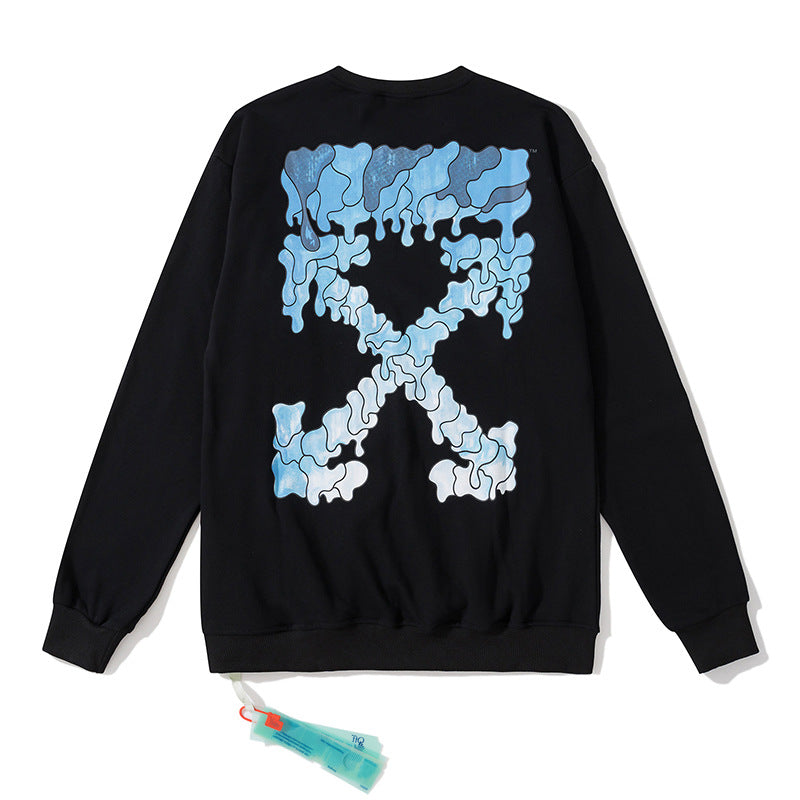 Off White Sweatshirts Long Sleeve round Neck Sweater Autumn and Winter Pattern round Neck Pullover Terry Sweater