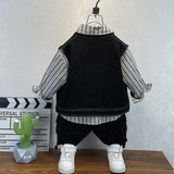 Toddler Boys Jackets Boys Autumn Clothing Suit Children's Shirt Cowboy Two-Piece Vest Set