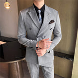 Double Brewed Seersucker Suit Male Youth Fashion Suit