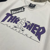 Thrasher T Shirt Summer Flame Skateboard Villain Hip Hop Printed Loose T-shirt