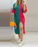 Women Exotic Dresses Button Pocket Long Sleeve Shirt Dress Long Dress