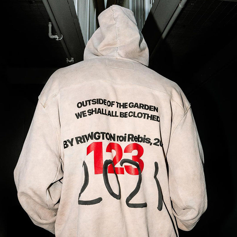 Rrr123 Hoodie Joint Name Fog Loose Hooded Sweater Distressed Contrast Color