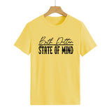 Beth Dutton Outfits State of Mind Lettered Casual Short Sleeve T-shirt