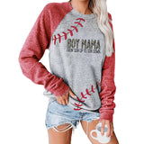 Boy Mama Boy Mama Letter Print Loose Long Sleeve Sweater