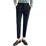 Men Trousers Simple Embroidery Small Suit Pants