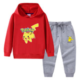 Children Pokemon Pikachu Hoodie & Pant Set Hooded Sweater Trousers Two-Piece Baby Cotton Sweater Set