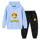 Children Pokemon Pikachu Hoodie & Pant Set Hooded Sweater Trousers Two-Piece Baby Cotton Sweater Set