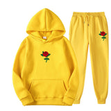 Black Rose Hoodie Men's and Women's Sports Sweater Pants Two-Piece Set