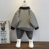 Toddler Boys Sweater Boy's Hoody Spring Striped Polo Shirt Baby