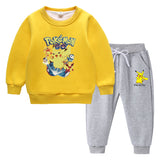 Children Pokemon Pikachu Hoodie & Pant Set Fleece Lined Padded Warm Keeping Sweatshirt Set