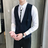 Tuxedo Vests Men's Suit Vest Trendy Unique Slim Fit Spring and Autumn Thin Casual Handsome Workwear Suit Vest Men's Outer Wear