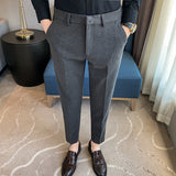 Men Trousers Simple Embroidery Small Suit Pants