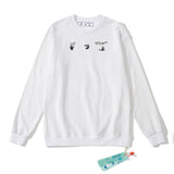 Off White Sweatshirts Long Sleeve round Neck Neck Sweater Autumn and Winter Gray Melting Arrow Pattern round Neck Pullover Terry Sweater