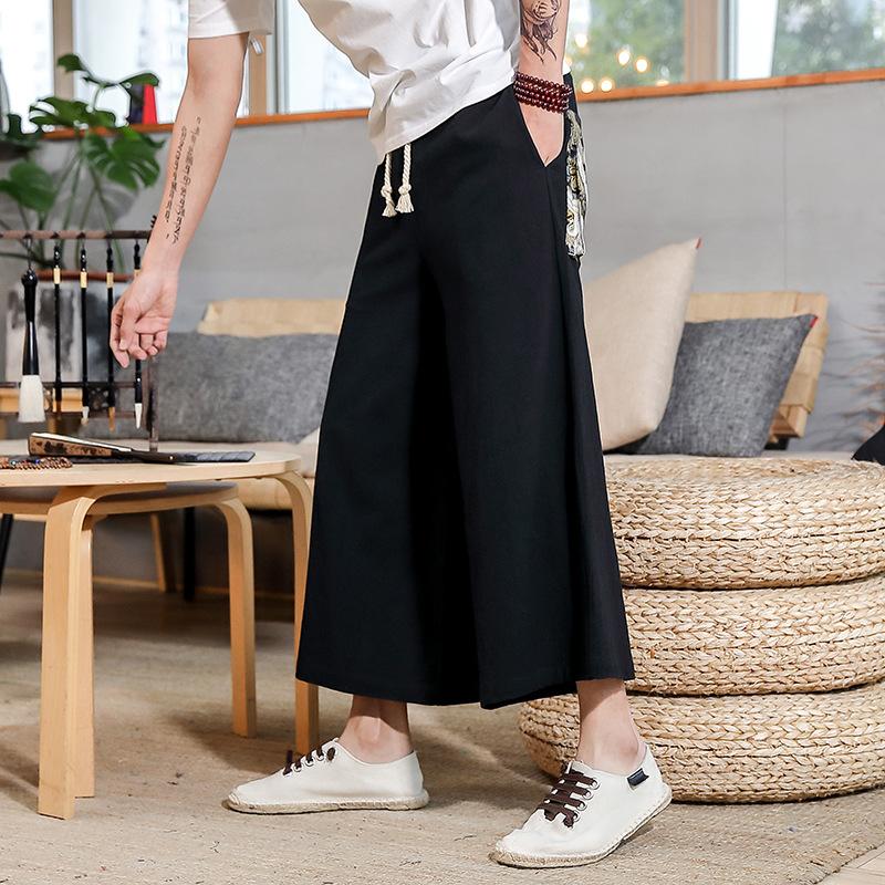 Linen Pants Straight Leg Pants Spring/Summer Men's Trousers Casual Loose
