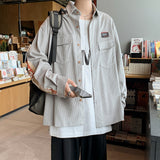 Corduroy Patch Jacket Autumn Corduroy Shirt Men's Baggy Coat Clothes