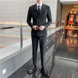 Double Brewed Seersucker Suit Male Youth Fashion Suit