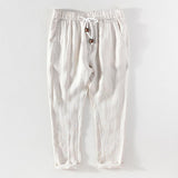 Linen Pants Straight Leg Pants Men's Clothing Breathable Casual Pants