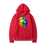 Drippy Hoodies Lip Printings Loose Sweater