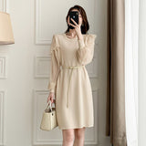 Fairy Dress Autumn Clothes plus Size Women's Clothes Bottoming Dress Slimming Chiffon Sleeves Knitted Skirt