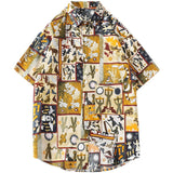 Men's Shirts Summer Printed Shirt Men's Short Sleeve Leisure Hong Kong Style Shirt Large Size Men's Clothing