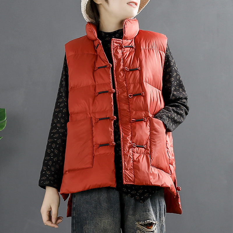 Women Winter Coats Puffer down Vest Lightweight down Vest Women's Retro Stand Collar