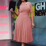 Mariah Carey See through Dress plus Size High Waist Fashion Pleated Dress