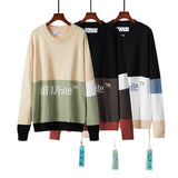 Off White Winter Fleece Sweatshirts Autumn and Winter Stitching Letter Crew Neck Pullover Knitted Sweater