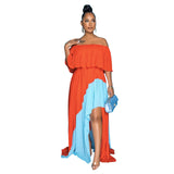 Pearl Chiffon Pleated Patchwork Long Dress