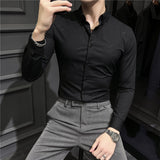 Men Shirts Casual Long Sleeve Shirt Slim Fit Business Suit Stretch Men's Shirt Clothes