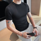Men Short Sleeve T-Shirt round Neck Knitted T-shirt