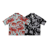 Men T Shirt Summer Casual Tops Men's Clothes Summer Wear Vintage Men's Lapel Short Sleeve Shirt Hawaiian Shirt