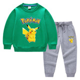 Children Pokemon Pikachu Hoodie & Pant Set Two-Piece Baby Cotton Sweater Set