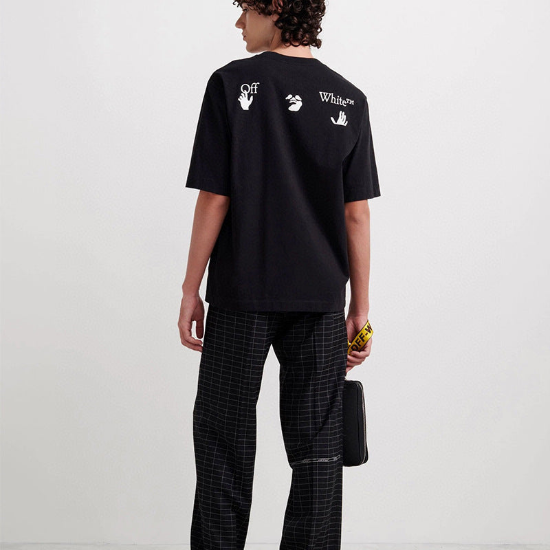 Off White T Shirts Handslogo Simple Version for Men and Women Same Type T-shirt