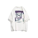 Men Tshirts Little Devil Smiley Face Printed Short-Sleeved T-shirt Men's Loose-Fitting plus Size Half-Length Sleeves Cotton Spring and Summer