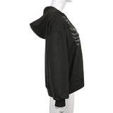Skeleton Hoodie Autumn Sexy Loose Hooded Zipper Top
