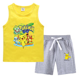 Children Pokemon Pikachu Tshirts & Shorts Summer Vest Middle Pants Sports Casual Thin Two Pieces