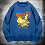 Men and Women Pokemon Pikachu Hoodie Crew Neck Pullover Sweatshirt