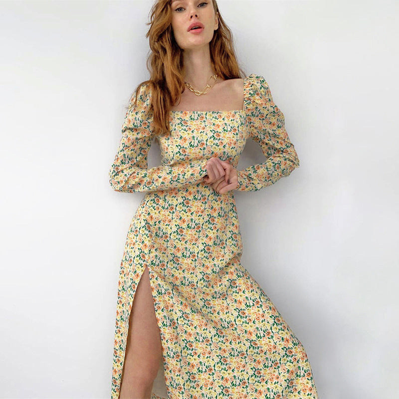 Nina Parker Dresses Long Sleeve Slit Dress Sweet Floral Dress