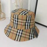Vintage Check Baseball Cap Big Brim Female Dome