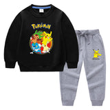 Children Pokemon Pikachu Hoodie & Pant Set Sweater Suit Solid Color Cotton Warm Trend