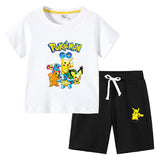 Children Pokemon Pikachu Tshirts & Shorts Cotton Short Sleeve Shorts Two Pieces Neutral